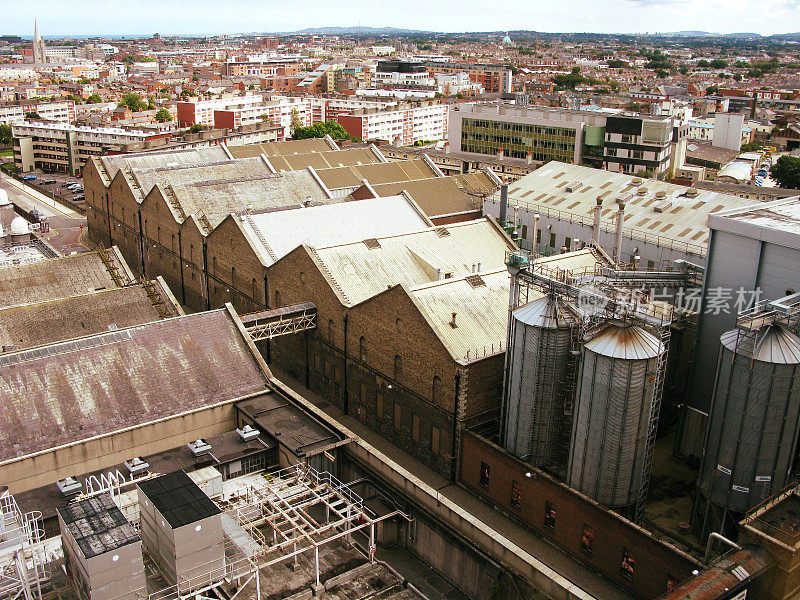 Industrial Guinness Factory and City, Dublin, Ireland